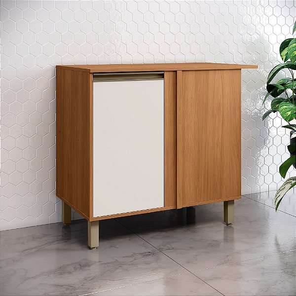 Balcão Canto Reto - Ref. C588-221 - Cinamomo/Off White - Linha Venaly - Móveis Henn