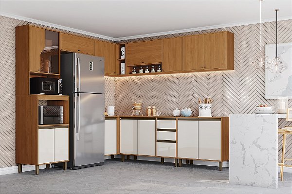Cozinha Modulada 08 Pçs - Cinamomo/Off White - Linha Venaly - Henn