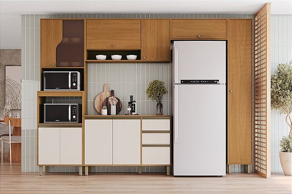 Cozinha Modulada 05 pçs - Linha Venaly - Cinamomo/Off White - Moveis Henn