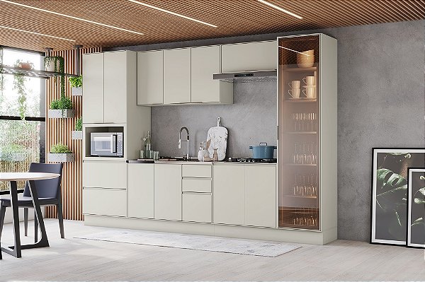 Cozinha Modulada 06 Pçs - Linha Fineze - Areia - Móveis Henn