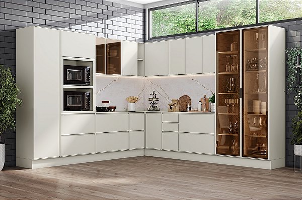 Cozinha Modulada 11Pçs - Linha Fineze - Areia - Móveis Henn