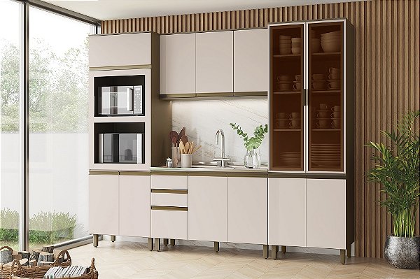 Cozinha Modulada 04 Pçs - Linha Connect - Duna/Cristal - Móveis Henn