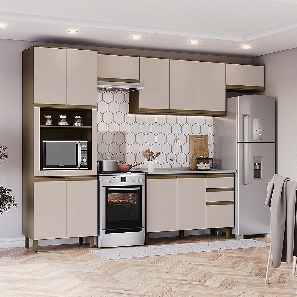 Cozinha Modulada 05 Pçs - Linha Connect - Duna/Cristal - Móveis Henn