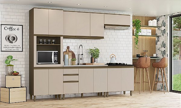 Cozinha Modulada 05 Pçs - Linha Connect - Duna/Cristal - Móveis Henn
