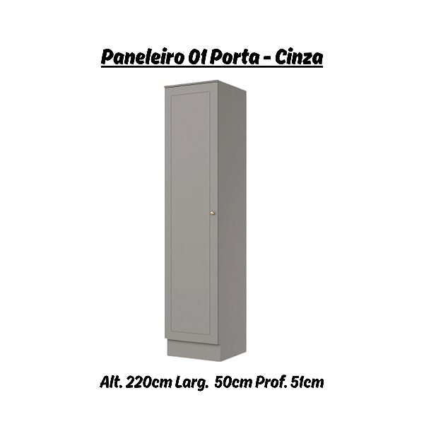 Paneleiro 01 Porta 100% MDF - C372-121 - Cinza - Linha Americana - Móveis Henn