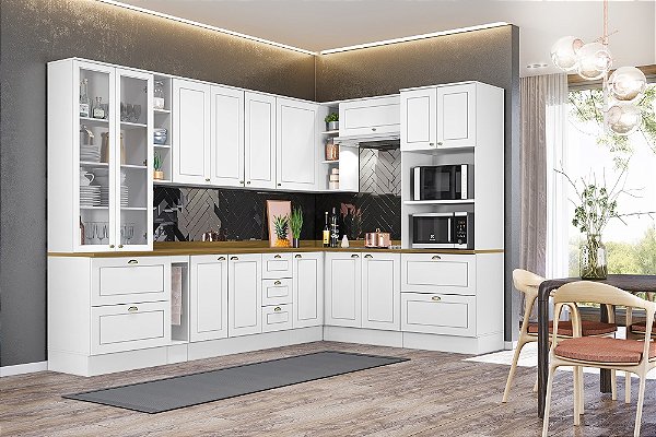 Cozinha Modulada 10 Pçs - Linha Americana - Branco - Móveis Henn