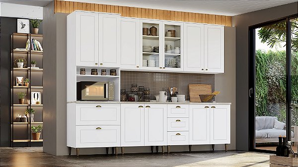 Cozinha Modulada 05 Pçs - Linha Americana - Branco - Móveis Henn