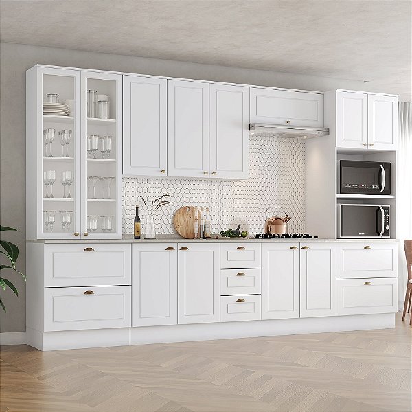 Cozinha Modulada 06 Pçs - Linha Americana - Branco - Móveis Henn