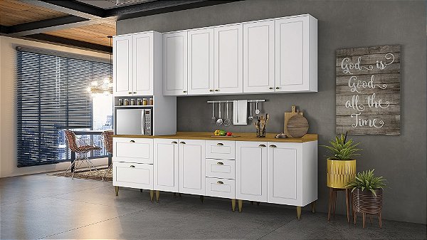 Cozinha Modulada 05 Pçs - Linha Americana - Branco - Móveis Henn