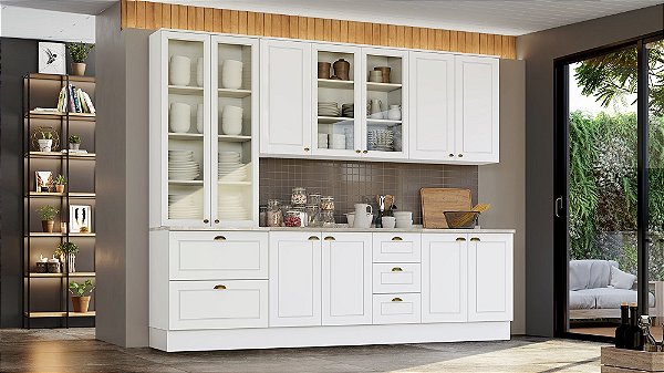 Cozinha Modulada 05 Pçs - Linha Americana - Branco - Móveis Henn