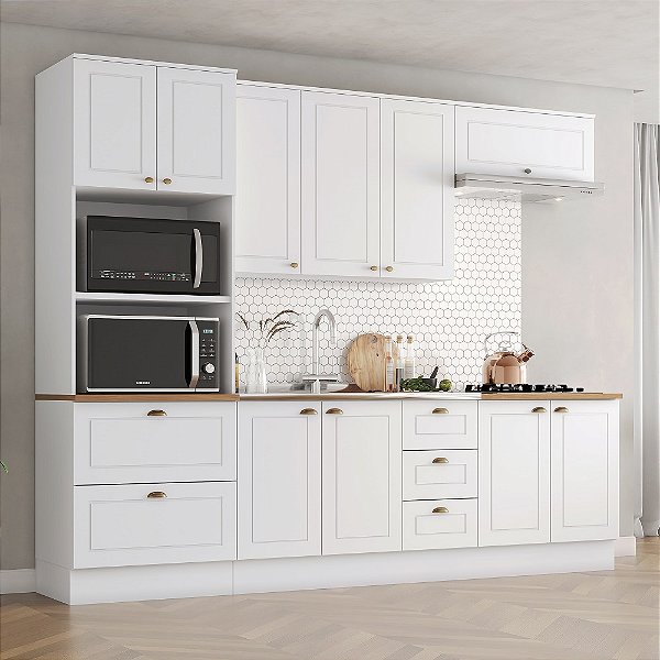 Cozinha Modulada 05 Pçs - Linha Americana - Branco - Móveis Henn