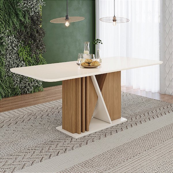 Mesa Retangular Valine 200cm - Ref. SC142 - Off White - Móveis Henn