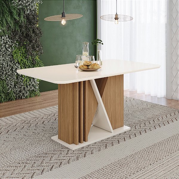 Mesa Retangular Valine 160cm - Ref. SC140 - Off White - Móveis Henn