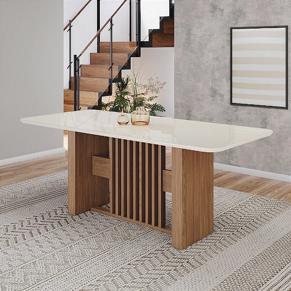 Mesa Retangular Vivian 200cm - Ref. SC159 - Off White - Móveis Henn