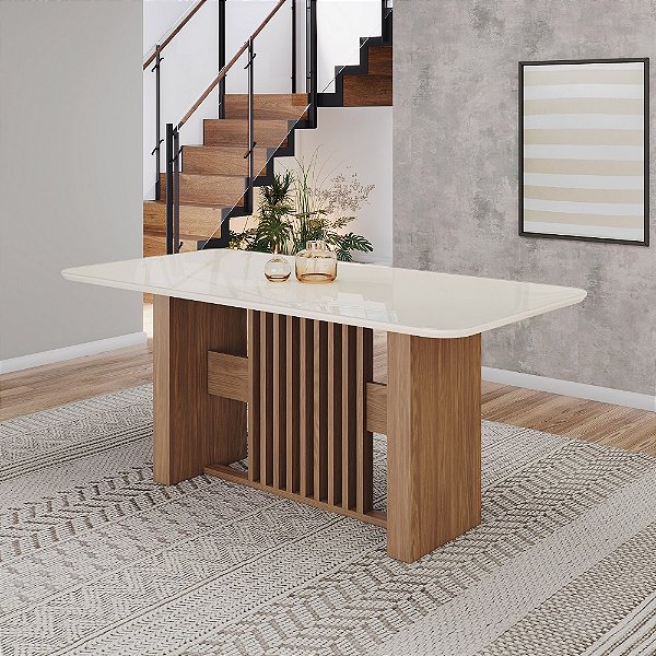 Mesa Retangular Vivian 180cm - Ref. SC148 - Off White - Móveis Henn