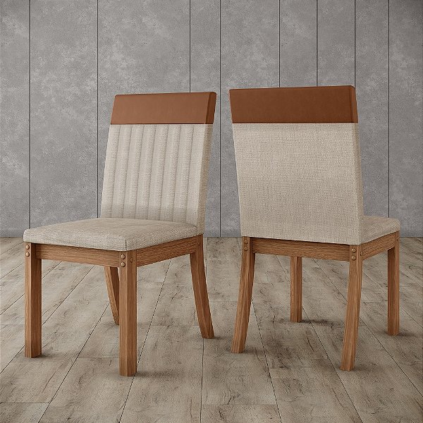 Kit 04 Cadeiras Isa Plus (04 un.)- Ref. S43-547 - Caramelo/Linho - Moveis Henn