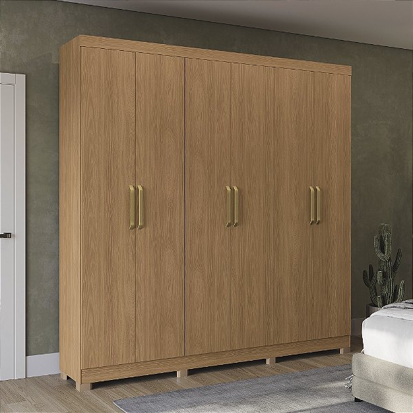 Roupeiro 230cm 06 Portas 02 Gavetas c/ Pés - Ref. CB03T584 - Canela - Kappesberg