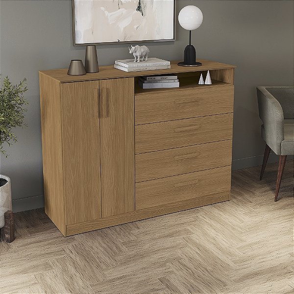 Cômoda 02 Pts 04 Gavetas - Ref. T266 - Canela - Kappesberg