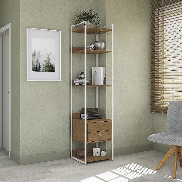 Armario Closet Prateleira - Ref. LI050 - Canela/Branco - Linha Industrial - Kappesberg