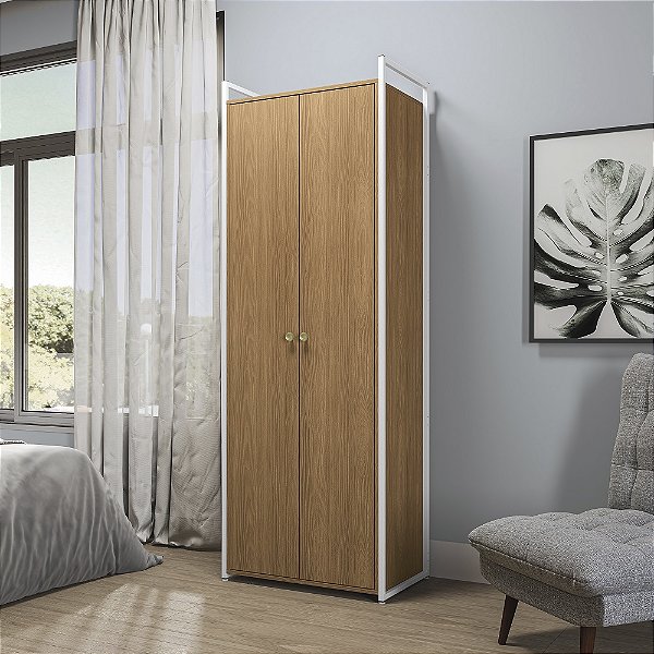 Armario 02 Portas Multiuso - Ref. LI052 - Canela/Branco - Linha Industrial - Kappesberg