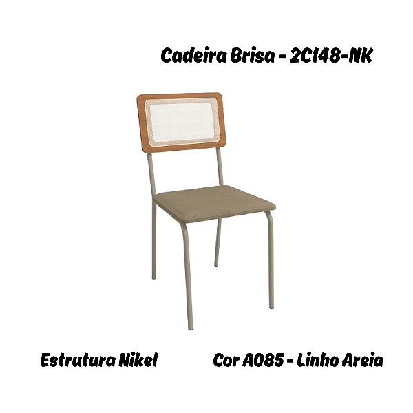 Par de Cadeiras Brisa - Ref. 2C148-NK - Linho Areia - Kappesberg Crome