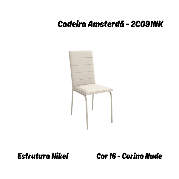 Par de Cadeiras Amsterdã - Ref. 2C091-NK - Corino Nude - Kappesberg Crome