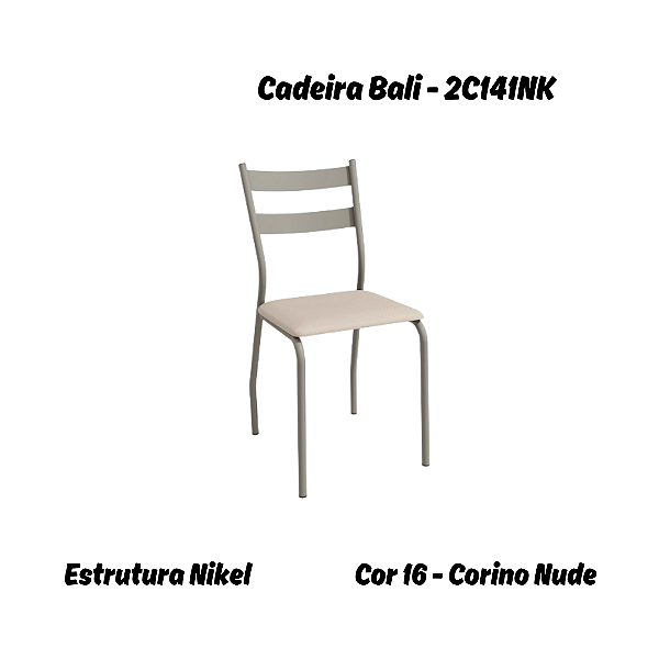 Par de Cadeiras Bali - Ref. 2C141-NK - Corino Nude - Kappesberg Crome