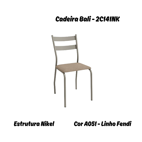 Par de Cadeiras Bali - Ref. 2C141-NK - Linho Fendi - Kappesberg Crome