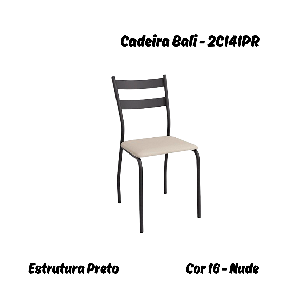 Par de Cadeiras Bali - Ref. 2C141-PR - Corino Nude - Kappesberg Crome
