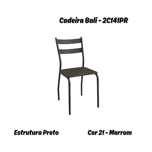 Par de Cadeiras Bali - Ref. 2C141-PR - Corino Marrom - Kappesberg Crome