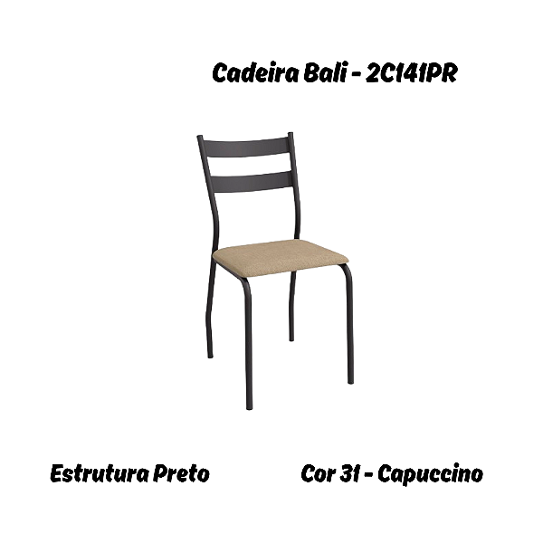Par de Cadeiras Bali - Ref. 2C141-PR - Corino Capuccino - Kappesberg Crome
