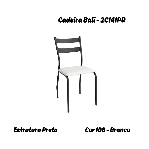 Par de Cadeiras Bali - Ref. 2C141-PR - Corino Branco - Kappesberg Crome