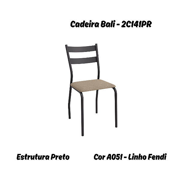 Par de Cadeiras Bali - Ref. 2C141-PR - Linho Fendi - Kappesberg Crome