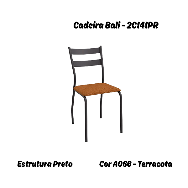 Par de Cadeiras Bali - Ref. 2C141-PR - Bouclé Terracota - Kappesberg Crome