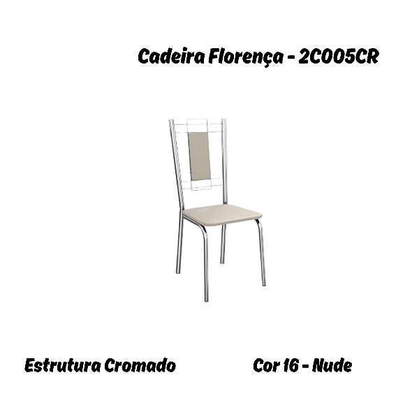 Par de Cadeiras Florença - Ref. 2C005-CR - Corino Nude - Kappesberg Crome