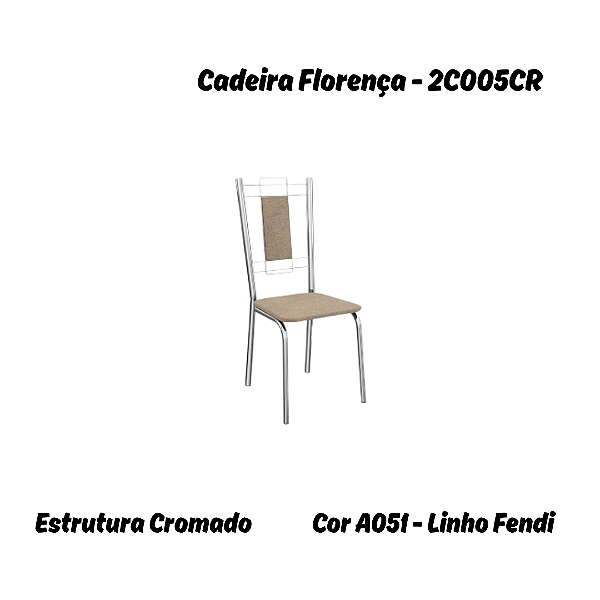 Par de Cadeiras Florença - Ref. 2C005-CR - Linho Fendi - Kappesberg