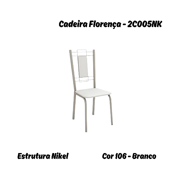 Par de Cadeiras Florença - Ref. 2C005-NK - Branco - Kappesberg Crome