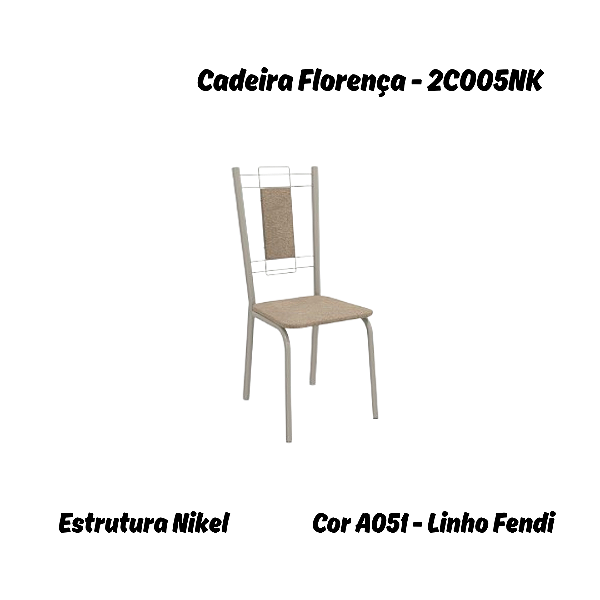 Par de Cadeiras Florença - Ref. 2C005-NK - Linho Fendi - Kappesberg Crome