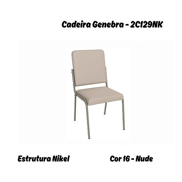 Par de Cadeiras Genebra - Ref. 2C129-NK - Corino Nude - Kappesberg Crome