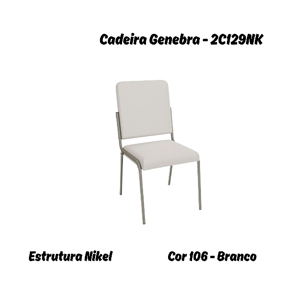 Par de Cadeiras Genebra - Ref. 2C129-NK - Corino Branco - Kappesberg Crome