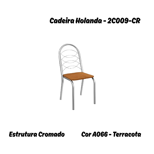 Par de Cadeiras Holanda - Ref. 2C009-CR - Bouclé Terracota - Kappesberg Crome
