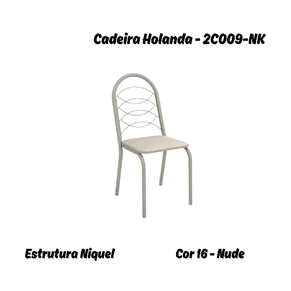 Par de Cadeiras Holanda - Ref. 2C009-NK - Corino Nude - Kappesberg Crome