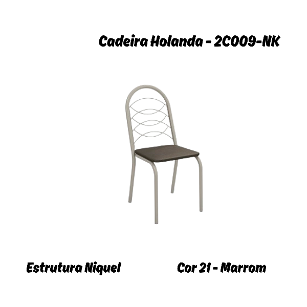 Par de Cadeiras Holanda - Ref. 2C009-NK - Corino Marrom - Kappesberg Crome