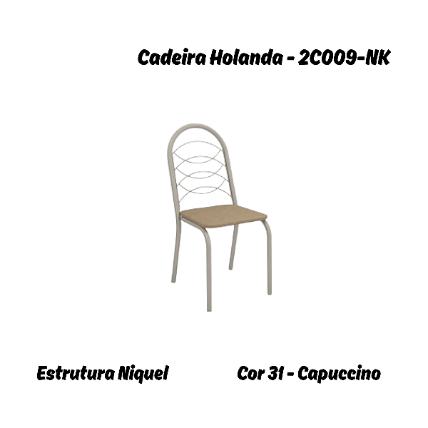 Par de Cadeiras Holanda - Ref. 2C009-NK - Corino Capuccino - Kappesberg Crome