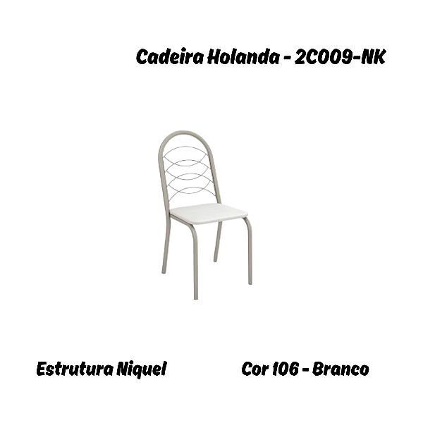Par de Cadeiras Holanda - Ref. 2C009-NK - Corino Branco - Kappesberg Crome