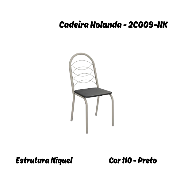 Par de Cadeiras Holanda - Ref. 2C009-NK - Corino Preto - Kappesberg Crome