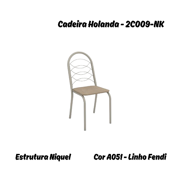 Par de Cadeiras Holanda - Ref. 2C009-NK - Linho Fendi - Kappesberg Crome