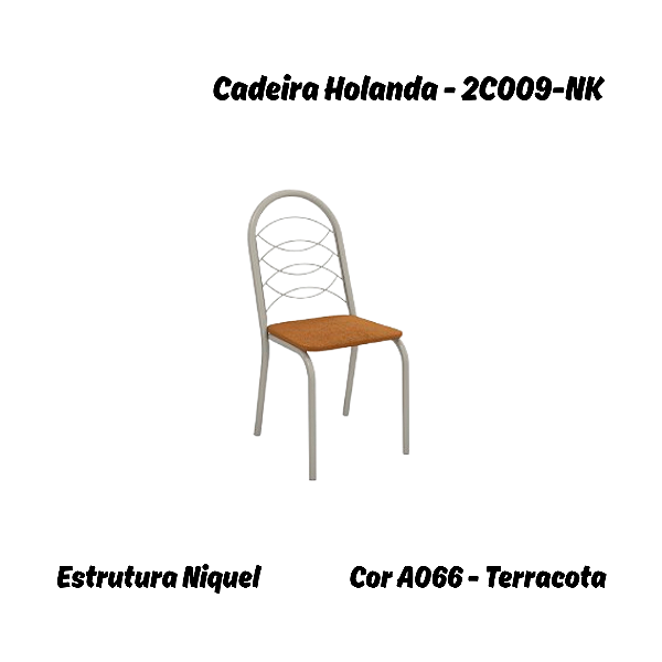Par de Cadeiras Holanda - Ref. 2C009-NK - Bouclé Terracota - Kappesberg Crome