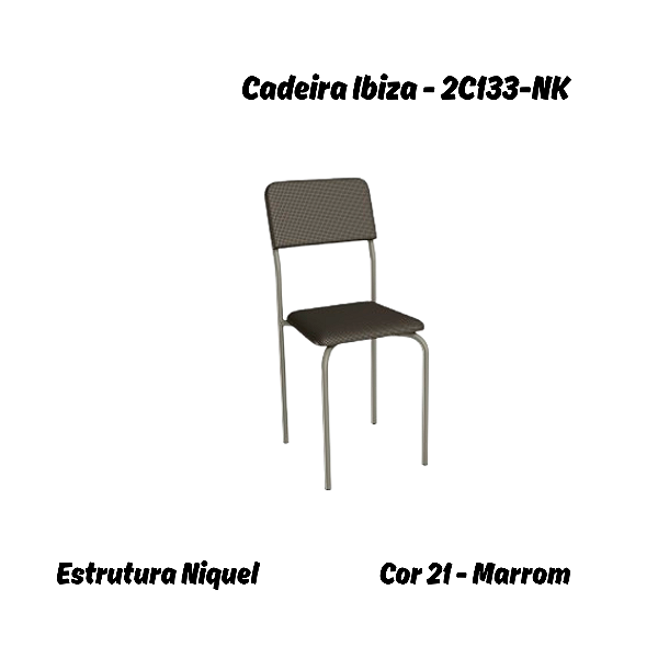 Par de Cadeiras Ibiza - Ref. 2C133-NK - Corino Marrom - Kappesberg Crome