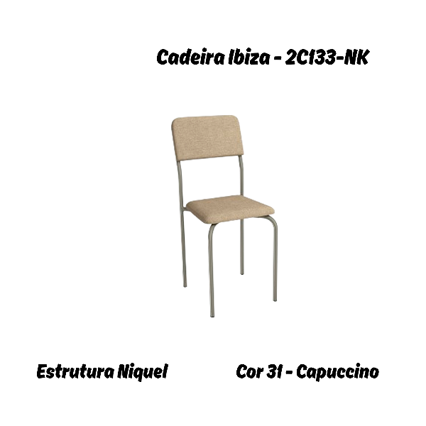 Par de Cadeiras Ibiza - Ref. 2C133-NK - Corino Capuccino - Kappesberg Crome